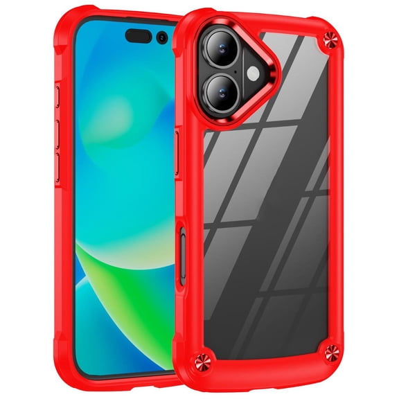 Military Grade Tough Shield Snap-on Transparent Case for iPhone 17 - Red