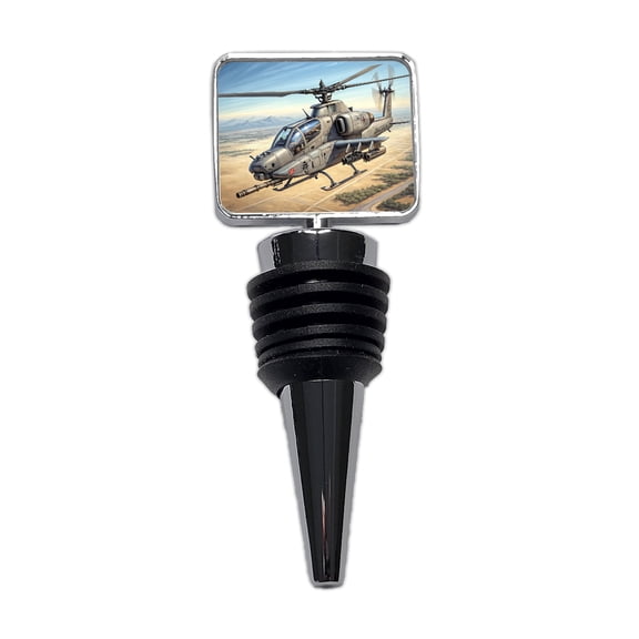 Military Gunship Helicopter In Flight Wine Bottle Stopper Cap Plug
