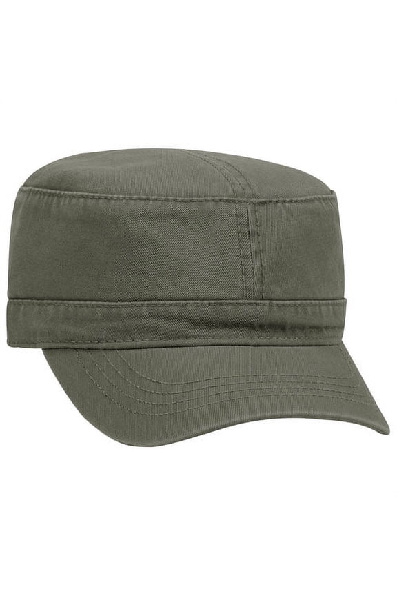 Military Hat-Garment Washed Superior Cotton Twill, Dark Olive Green