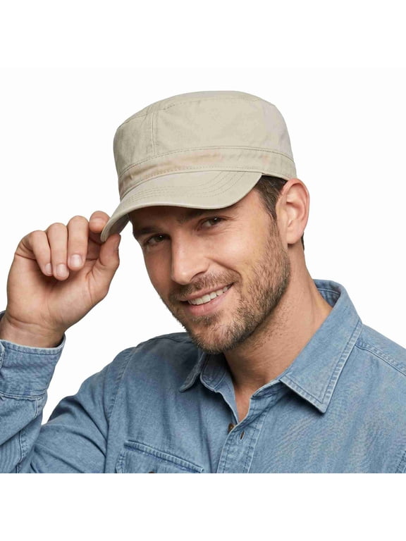 Unisex Garment Washed Cotton Twill Adjustable Military Hat Khaki One Size (Unisex)