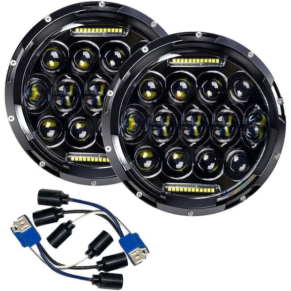 Military Headlight Pair with Black Bezel Fits Military Humvee