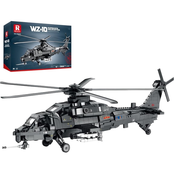 Military Helicopter Building Set, WZ-10 Helicopter Toy Plane Model Home Decor, Military Army Airplane Building Kit for Teens Adults, Gifts for Collectors and Aviation Enthusiasts 14+ (1366PCS)