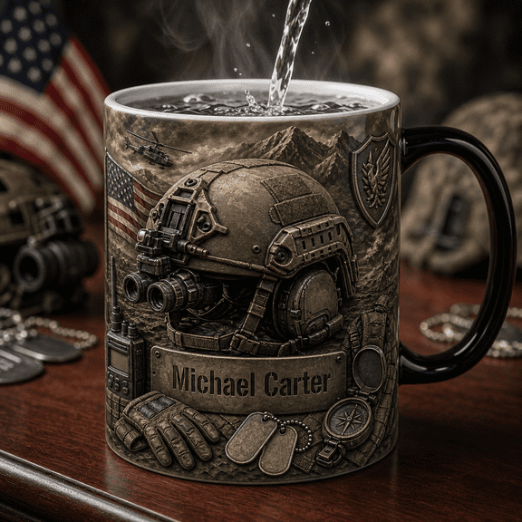 Military Helmet Mug 2D Printed 3D Effect Personalized Tactical Soldier Gift,gift mug, family mug, cute mug, coffee mug