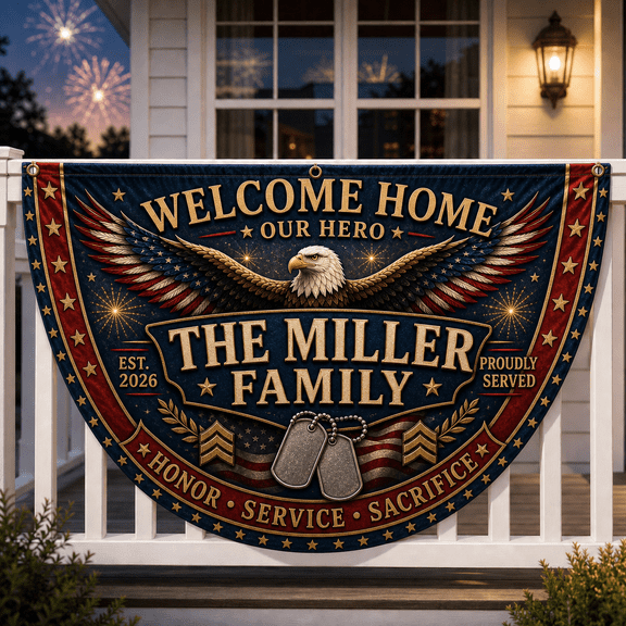 Military Homecoming Flag 250 Personalized Welcome Banner for Service Member Return