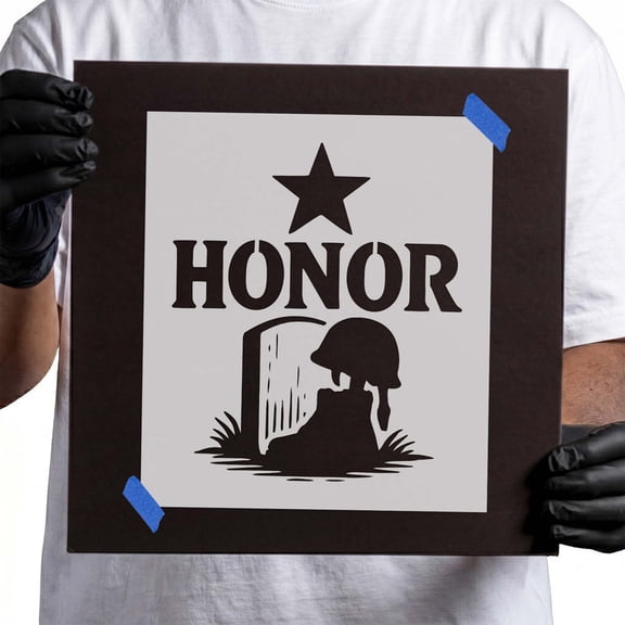 Military Honor Memorial Stencil - 6 in - Usable on Wood, Wall and Fabric - Durable 14 Mil Mylar Plastic