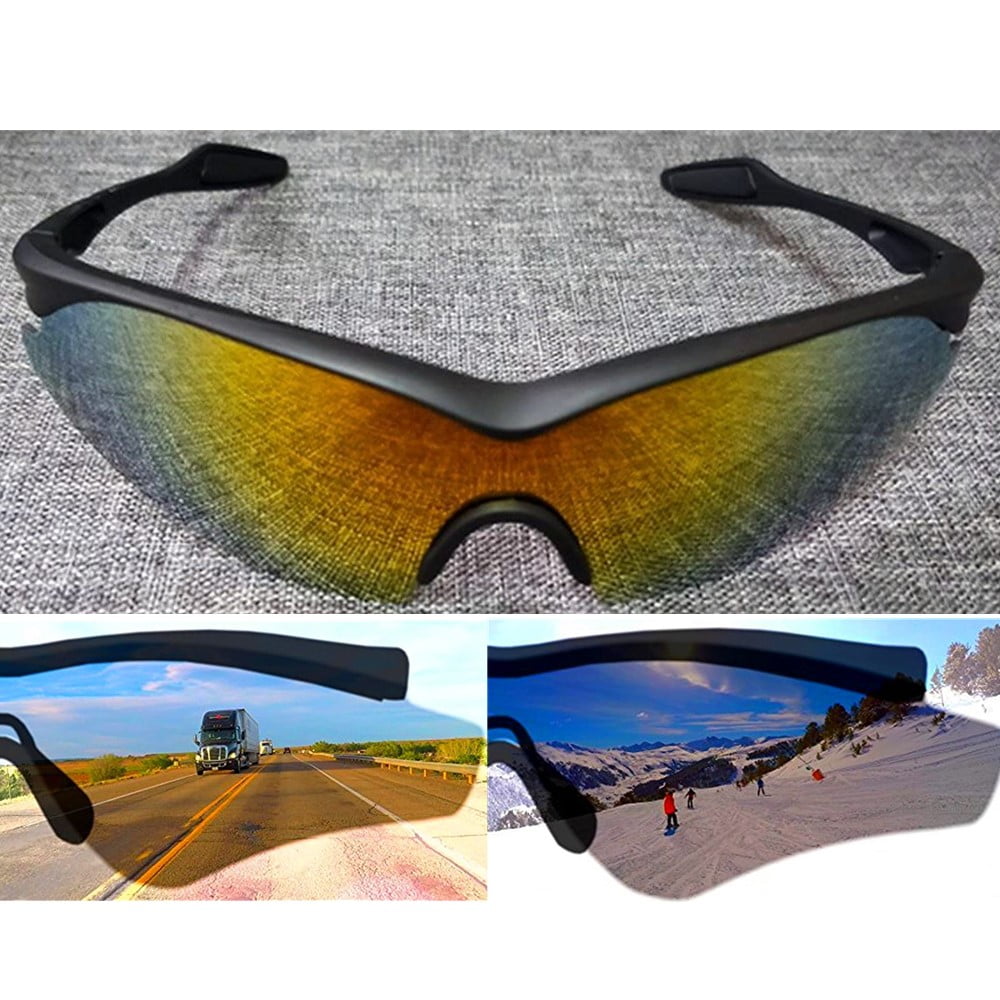 Luz Uirlis Military Inspired Polarized Sport Sunglasses Mirrored Integrated Polarized Lens Battle Vision HD Sunglasses for Men Women Riding Running