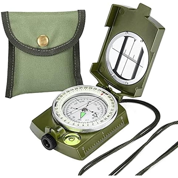 Military Lensatic Sighting Compass Survival with Carrying Bag, Compass for Hiking,Waterproof and Shakeproof, Army Green$$Other
