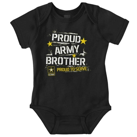 Military Logo Proud US Army Brother Bodysuit Jumper Boys Infant Baby Brisco Brands NB