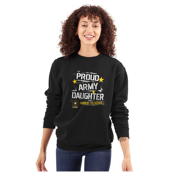 Military Logo Proud US Army Daughter Women Crewneck Sweatshirt Brisco Brands X