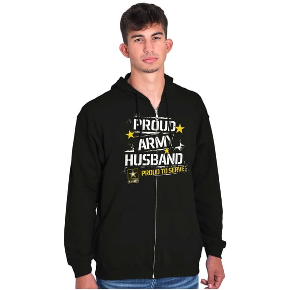 Military Logo Proud US Army Husband Zip Hoodie Sweatshirt Men Brisco Brands S
