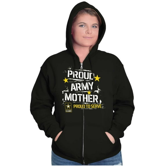 Military Logo Proud US Army Mother Zip Hoodie Sweatshirt Women Brisco Brands S