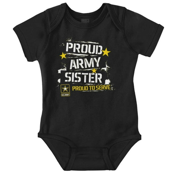 Military Logo Proud US Army Sister Bodysuit Jumper Girls Infant Baby Brisco Brands NB
