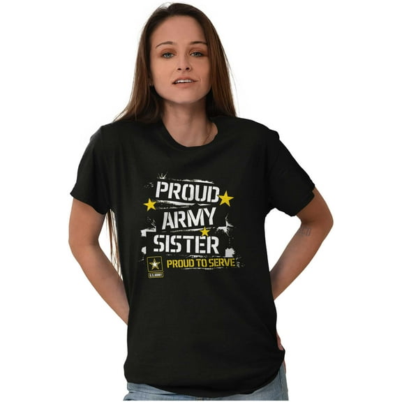 Military Logo Proud US Army Sister Women's Graphic T Shirt Tees Brisco Brands L