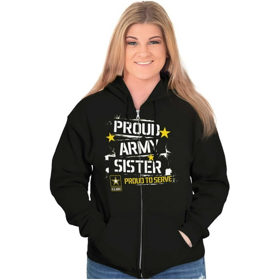 Military Logo Proud US Army Sister Zip Hoodie Sweatshirt Women Brisco Brands X