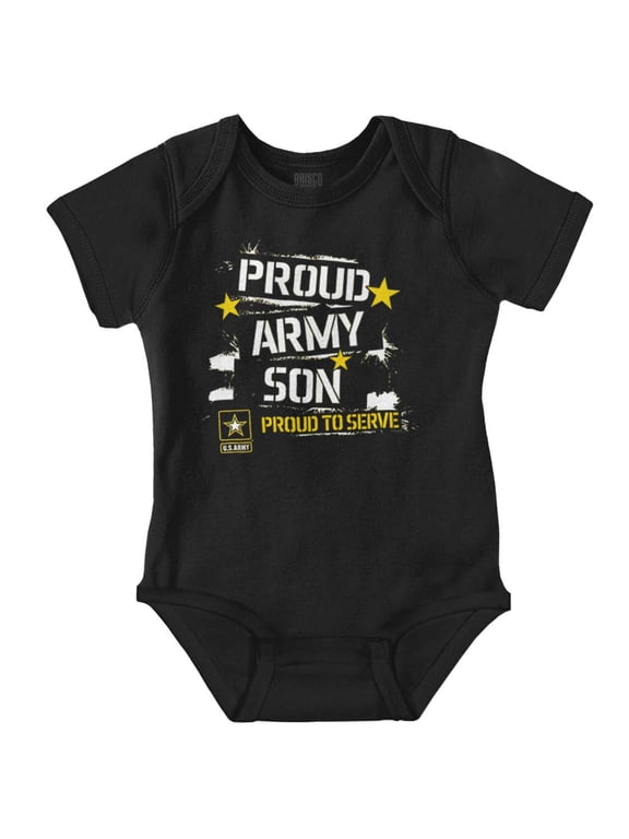Military Logo Proud US Army Son Bodysuit Jumper Boys Infant Baby Brisco Brands NB