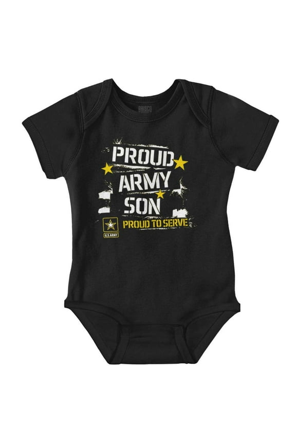 Military Logo Proud US Army Son Bodysuit Jumper Boys Infant Baby Brisco Brands NB