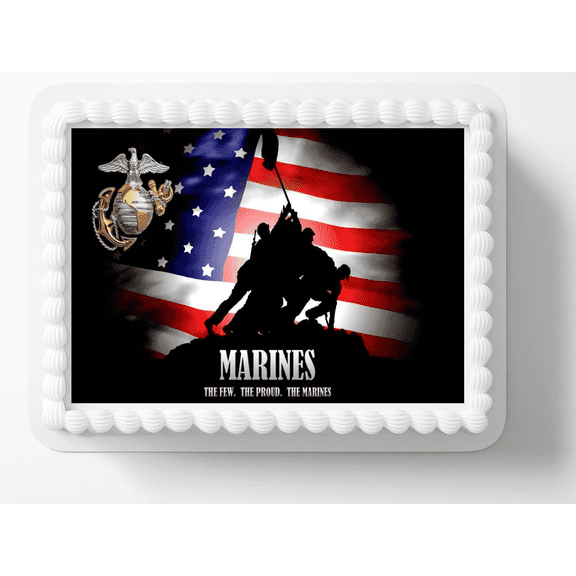 Military Marines Congratulations Edible Icing Image Cake Topper, by TNCT