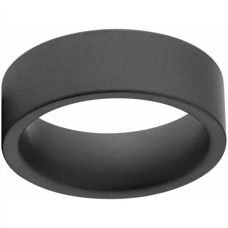 Military Matte Black Ceramic Wedding Band with Comfort Fit Design