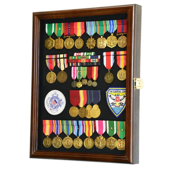 Military Medals, Pins, Patches, Insignia, Ribbons, Flag Display Case Cabinet