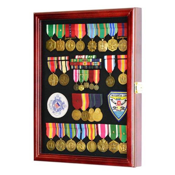 Military Medals, Pins, Patches, Insignia, Ribbons, Flag Display Case Cabinet