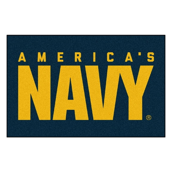 Military Memorial Accent Floor Rug with Branch of Service Seal - Navy