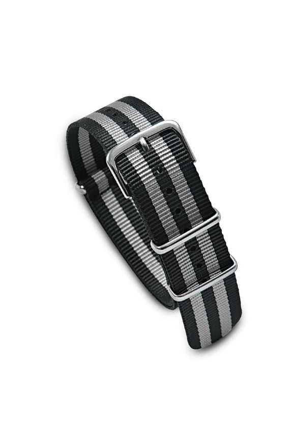 Military MoD Nylon Watch Strap (Black/Silver)