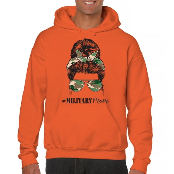 Military Mom Sweatshirt Proud Mom Life Messy Bun Sunglasses Mother's Day Mama Mommy Active Duty Veteran Vet Hoodie
