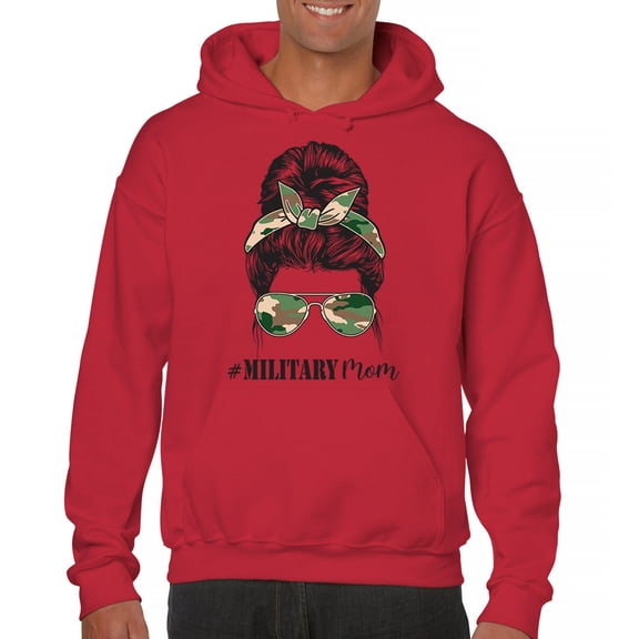 Military Mom Sweatshirt Proud Mom Life Messy Bun Sunglasses Mother's Day Mama Mommy Active Duty Veteran Vet Hoodie