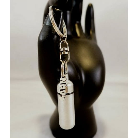 Military NAVY Brushed Silver Cremation Urn with Engraved US Flag on Swivel Stainless Steel Keychain - Includes Velvet Pouch & Fill Kit