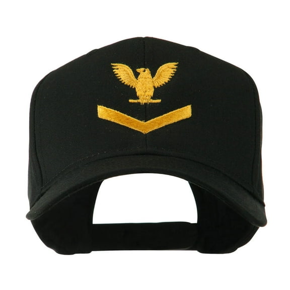 Military Naval Stripe with Eagle Emblem Embroidered Cap - Black OSFM