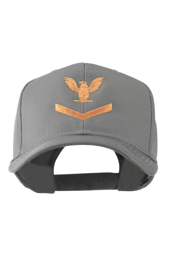 Military Naval Stripe with Eagle Emblem Embroidered Cap - Grey OSFM