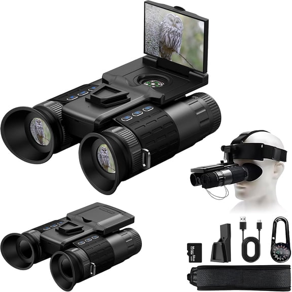 Military Night Vision Goggles for Adults, 4K Video & 48MP Photo, 1968FT Viewing Range with 8X Zoom, Dual Screen, Includes 64GB TF Card