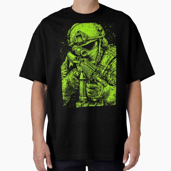 Military Operator Orange Goggles Tactical Gear Portrait Ready T-Shirt, for Men & Women, up to Size 5XL