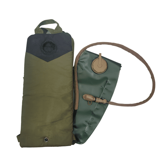 Military Outdoor Clothing Previously Issued 3 Liter OD Hydration System Carrier with never issued import bladder