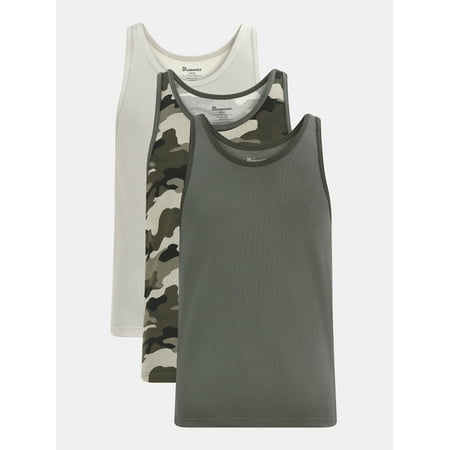 No Boundaries Military Basic Tank Top, 3-Pack, Men's