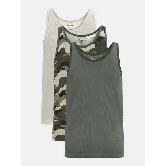 No Boundaries Military Basic Tank Top, 3-Pack, Men's
