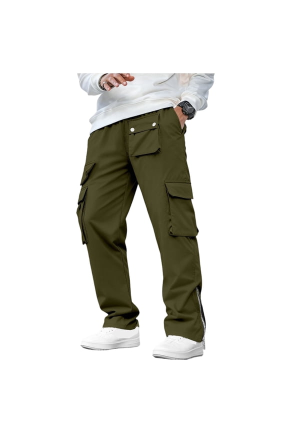 Military Pants for Men Water-Resistant Stretch Waistband Cargo Pants Breathable Hiking Construction Ripstop Pants with Pockets Big and Tall Cargo Pants Trousers,Green L