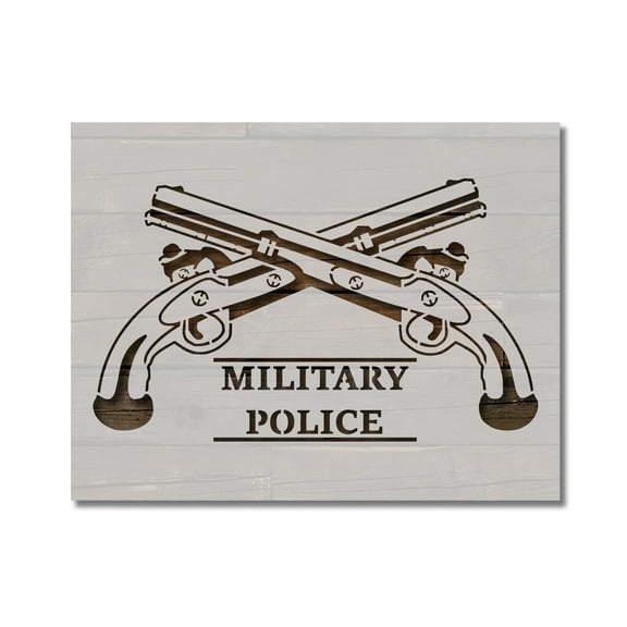 Military Police Crossed Pistols Stencil Template Reusable 8.5 x 11 Inches for Painting on Walls, Wood, Arts and Crafts by Stencilville