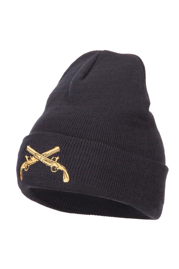 Military Police Insignia Embroidered Long Knitted Beanie - Navy OSFM