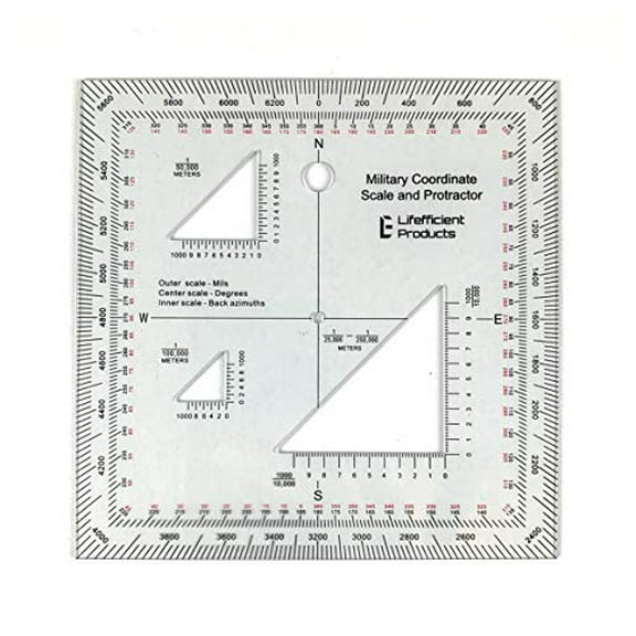 Lifefficient Products Military Protractor for Land Navigation, Plastic with Accessories Included