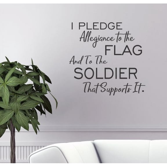 Military Quotes Wall Decor Flag Soldier Supports It Vinyl Wall Decal Sticker 15x14.5-Inch Black