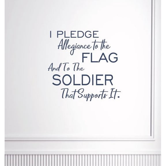Military Quotes Wall Decor Flag Soldier Supports It Vinyl Wall Decal Sticker, Deep Blue 15x14.5-Inch