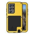 thumbnail image 1 of Military Rugged Case for Samsung Galaxy S23 Ultra, with Tempered Glass Screen Protector, Shockproof Dustproof Scratch Proof Hybrid Metal and Silicone Gel Heavy Duty Full Body Cover,Yellow, 1 of 6