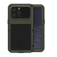 thumbnail image 1 of Military Rugged Case for iPhone 15 Pro Max, with Tempered Glass Screen Protector, Shockproof Dustproof Scratch Proof Hybrid Metal and Silicone Gel Heavy Duty Full Body Cover,Green, 1 of 10