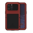thumbnail image 1 of Military Rugged Case for iPhone 15 Pro Max, with Tempered Glass Screen Protector, Shockproof Dustproof Scratch Proof Hybrid Metal and Silicone Gel Heavy Duty Full Body Cover,Red, 1 of 10