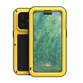 thumbnail image 1 of Military Rugged Case for iPhone 16, with Tempered Glass Screen Protector, Shockproof Dustproof Scratch Proof Hybrid Metal and Silicone Gel Heavy Duty Full Body Cover,Yellow, 1 of 9