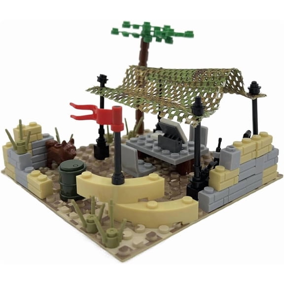 Military Scene Building Blocks, Custom WW2 Military Command Model Kit for Soldiers Minifigures, DIY Army Base Building Blocks Kit