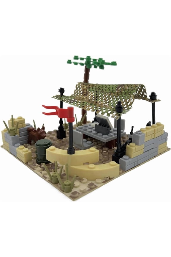 Military Scene Building Blocks, Custom WW2 Military Command Model Kit for Soldiers Minifigures, DIY Army Base Building Blocks Kit