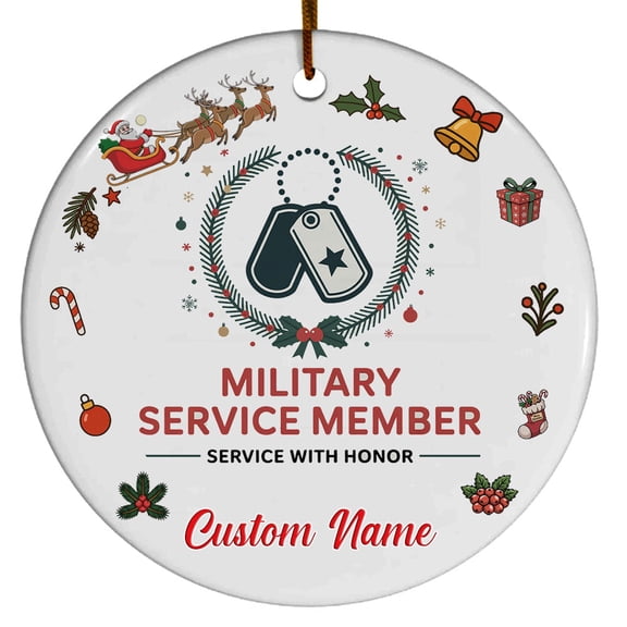 Military Service Member Ornament  Holiday Ornament Gift with Custom Text for Family, Friends, Colleagues, Christmas 2025 Tree Keepsake