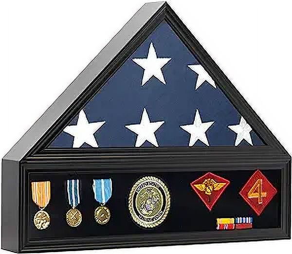 Military Shadow Box Display Case for Funeral Burial Flag for American